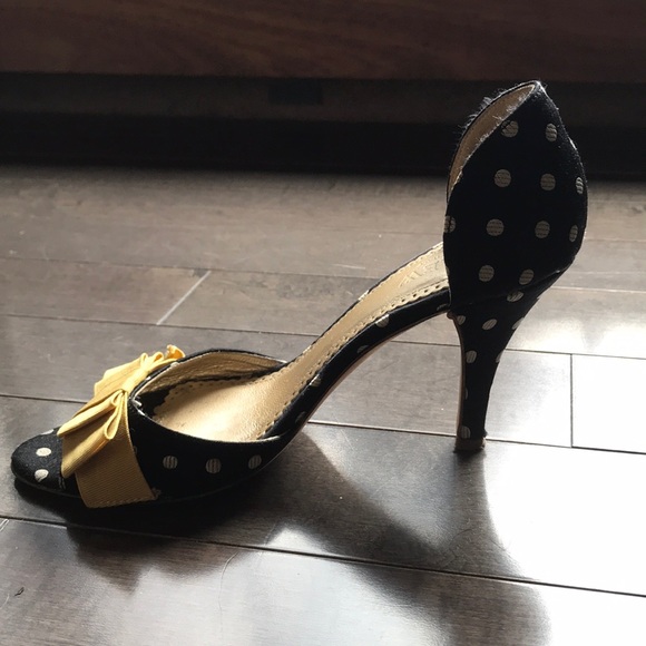 J Crew black/white dot silk peep toe size 6 - Picture 2 of 5